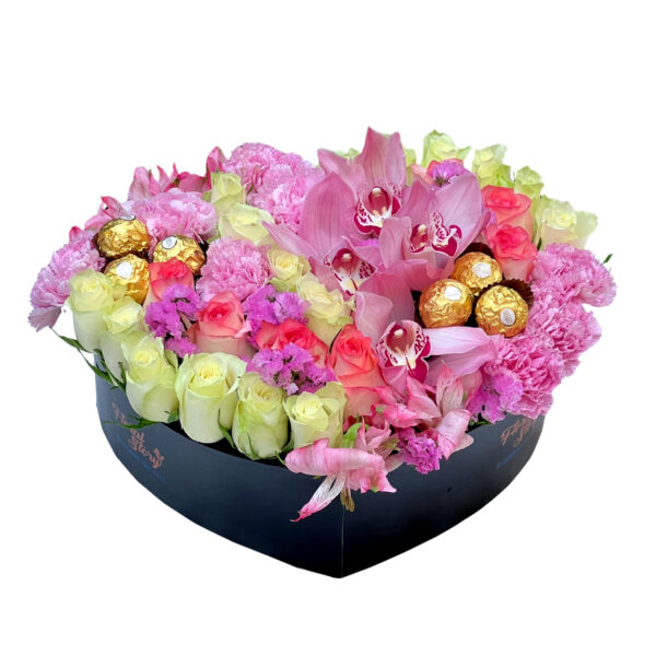 send valentine flowers in dubai and sharjah with free delivery in heart box