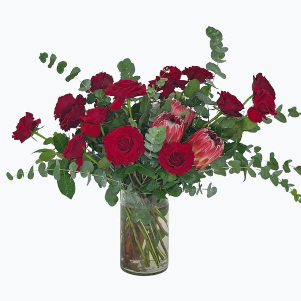 vase of red flowers